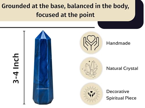 Image of Crystal Heaven Certified Blue Agate Crystal Tower Obelisk Point For Chakra, Healing And Balancing - Aaa Grade Original Certified Gemstone Agate For Reiki Meditation Yoga Spiritual (3-4 Inches)