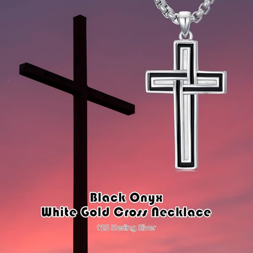 Cross Necklace for Men 925 Sterling Silver Crucifix Pendant Christian Cross Jewelry for Men Women3
