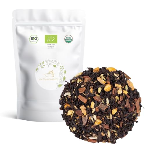 Té Negro Chai a Granel 100 Gramos - My Tea Moments - Cultivo Sostenible - Ingredientes Naturales: Té Ceylon, Té Sudíndico combinado con Anís, Canela, Cardamomo, Clavo, Hinojo, Jengibre.