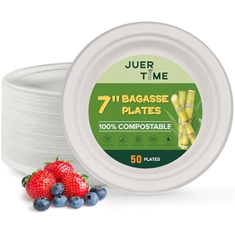 Juertime 7 Inch Eco-Friendly Disposable Plates Cover