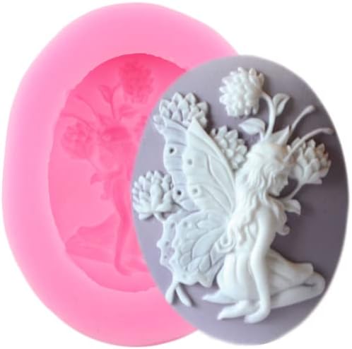 3D Angel FairySilicone Mold Flower Fairy Girl Mousse Mold Fairy Shaped Aromatherapy Candle Mould Chocolate Baking Molds Handmade Candle Making Mould DIY Craft Resin Mold for Candle Soap Cake