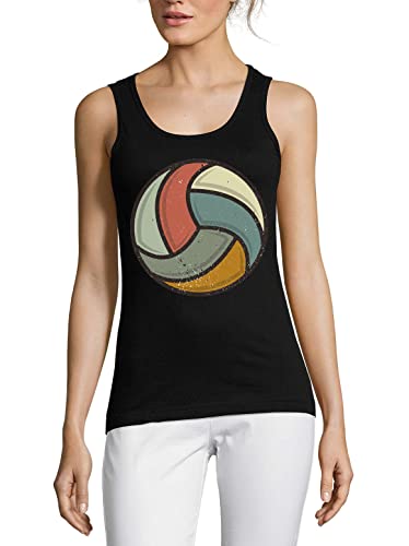 Débardeur volleyball rétro femme coton noir faded t-shirt vintage sport