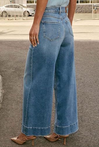 loveimgs Women Casual Baggy Straight Wide Leg Denim Pants Flare Jeans High Waisted Palazzo Jean Pants Pockets Cowgirl4