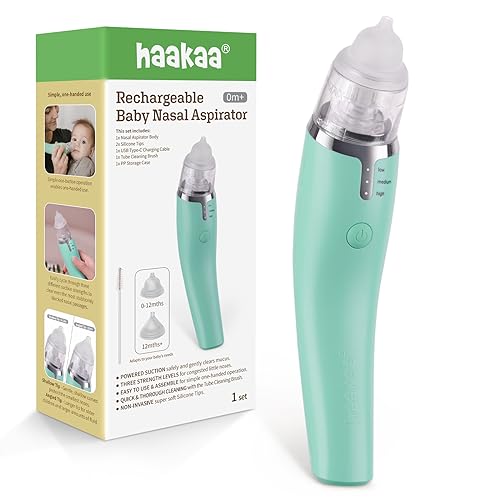 Image of Haakaa Electric Baby Nasal Aspirator - Safe & Easy Operated Nose Cleaner for Babies, Infants & Toddlers - USB Rechargeable BPA-Free