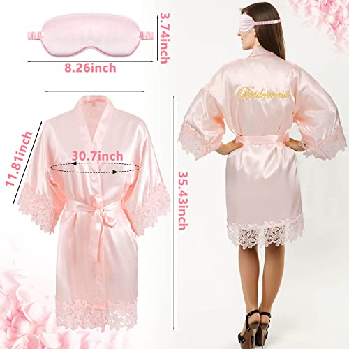 Image of Handepo 5 Pcs Bride Robes for Wedding Day Set Bride to Be Gifts Bridal Shower Gifts Bridesmaid Robe with Slippers Tumbler