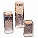 OVLUXE Large Crystal Candle Holders Set of 3. Luxury Elegant Engraved Square Clear Glass Pillar Tealight Candle Holder Table Centerpieces Set Ornaments Perfect for Glamorous Weddings and Home Decor