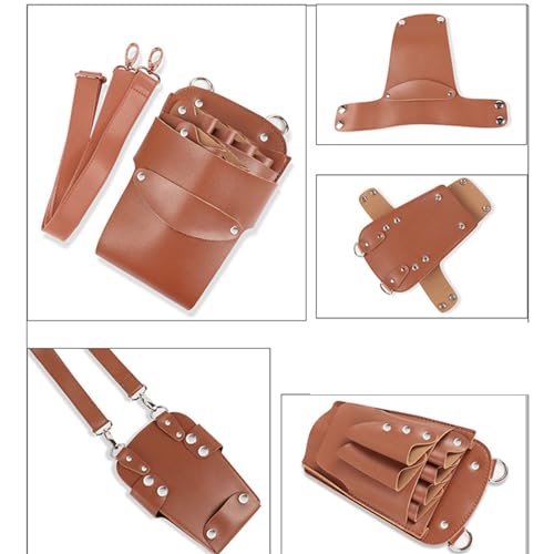 Sac de taille pour ciseaux de coiffure marron pochette barbier - 4