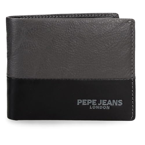 Portefeuille Pepe Jeans Ithaca horizontal en cuir gris compact pour homme moderne