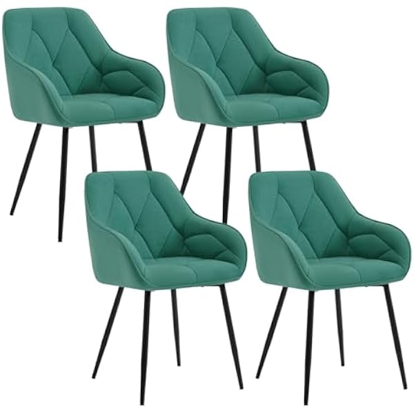 WOLTU 4 x krzesło do jadalni, kuchni, krzesło do jadalni, salonu, ergonomiczny fotel, krzesło z podłokietnikami, krzesło tapicerowane, siedzisko z aksamitu, metalowe nogi, Turkusowy, EZS02ts-4