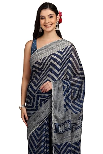 Image of MIRCHI FASHION Women Saree Leheriya Print Chiffon | Lightweight Traditional Sari for Farewell and Wedding Ceremonies with Unstitched Blouse Piece