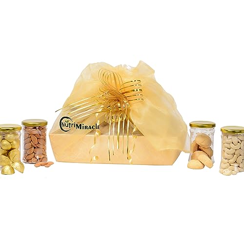 Image of NUTRI MIRACLE Diwali Mixed Dry Fruits Gift Basket | Gift Pack for Parents and Relatives