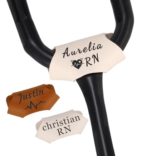 パーソナライズされた聴診器名札 - レザーカスタム聴診器チャームラベル、聴診器IDタグラベル 獣医、小児科、医療、看護師の仕事用アクセサリー、クリスマス看護師ウィークギフト
