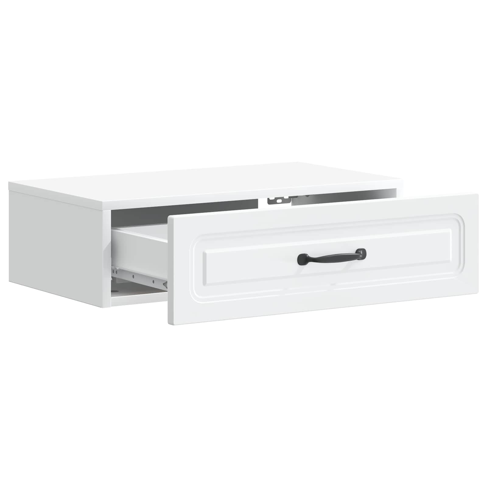 Tavolino da parete bianco, comodino, 59 x 34,5 x 17 cm