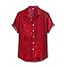 Produktbild Yowablo Hawaii-Shirt für Herren Vintage Hemd Männer Bunte Streifen Sommer Kurzarm lose Knöpfe lässige Bluse (3XL,Rot)