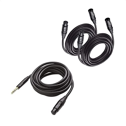 Cable Matters 2-Pack Premium Xlr To Xlr Microphone Cable 15 Feet & 1-Pack 6.35Mm (1/4 Inch) Trs To Xlr Cable #TOP8