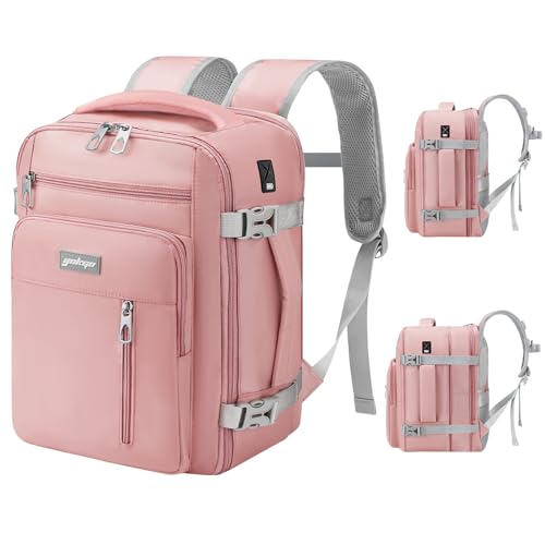 Sac a dos voyage cabine avion 40x30x20 bagage a main rose pour ordinateur portable 15.6