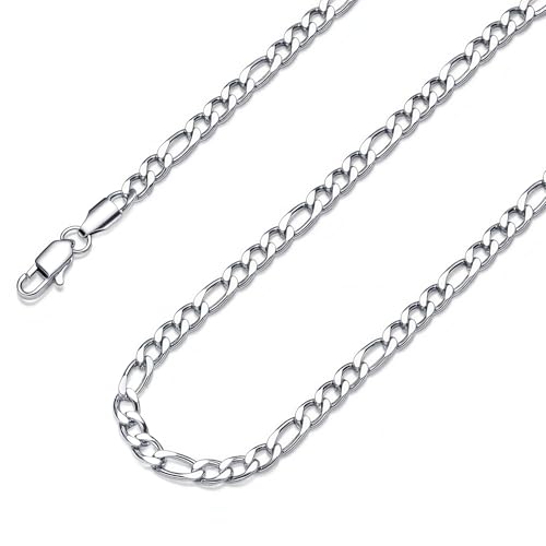 OLARCU 5mm/7mm Stainless Steel Figaro Chain fo Men Mens SIlver Chain Necklace Jewelry Gift 18-26 Inches (Silver-5mm 22 IN)