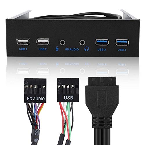 Hub del Pannello Frontale USB 3.0, Scheda di Espansione Audio Pannello Frontale da 5,25 Pollici con Unità Ottica con Key-A, Supporto 6 Porte 2 USB 3.0, 2 USB 2.0, 1 HD Audio Porta/1 Microfono Porta