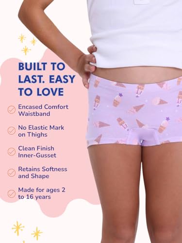 Image of mackly Girls Boxers (Pack of 3) - Cotton Boxer Shorts, Seamless Comfort, Mid Waist Boyshorts Panties