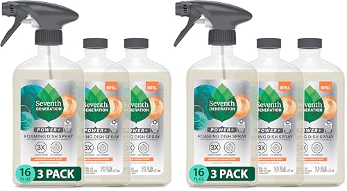 Image of Seventh Generation Foaming Dish Spray,3 Refills and 1 Sprayhead,16 Fl Oz,(Pack of 6)