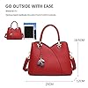 NICOLE & DORIS Handtaschen Klein Modern Handtasche Damen Schultertaschen PU Leder Umhängetasche Frauen Henkeltasche Tote Tasche Satchel Handtasche mit Kirschen Anhänger Rot #4