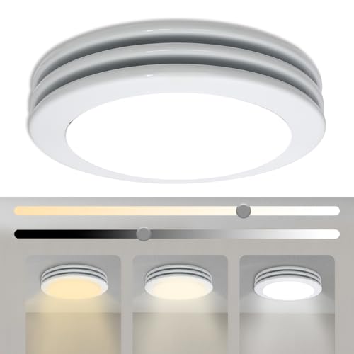 Image of Akicon Bathroom Exhaust Fan with Light, 80CFM 2.0 Sones Round Bathroom Fan Light Combo, Dimmable 3CCT LED with Acrylic Cover for Medium Room (Satin White)