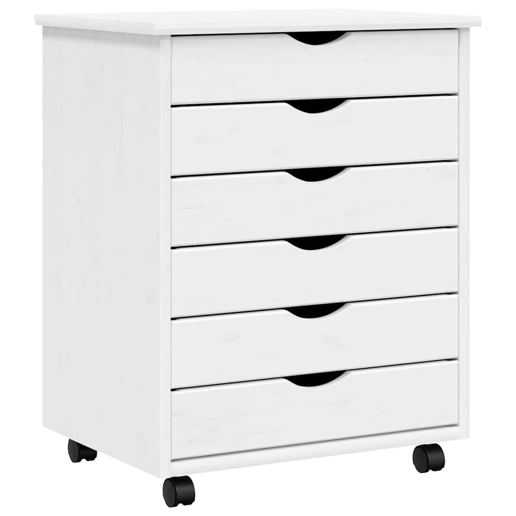 vidaXL - Chest of Drawers - 6 Drawer - Mobile - White - Solid Pine