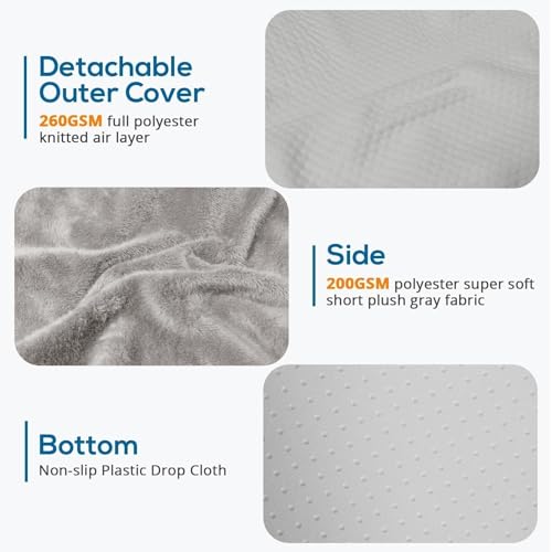 Image of Sasttie Wedge Pillow 24x24x12 inch, Memory Foam Bed Wedge, Solid Warm Gray | Triangle Pillow for Sleeping, Acid Reflux, Back Pain, Post-Surgery, and Snoring, Designed with Removable Washable Cover