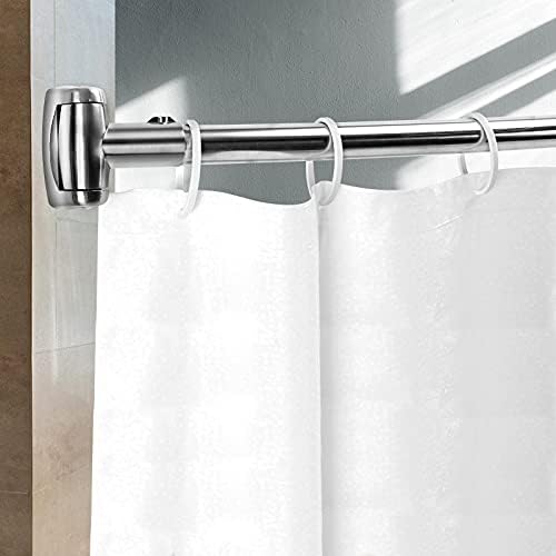 Adjustable 50-85 inches Curved Shower Rod, Extra Wide, Rustproof, Round Shower Curtain Rod for Bathroom, Shower Stall, Need to Drill, Silver
