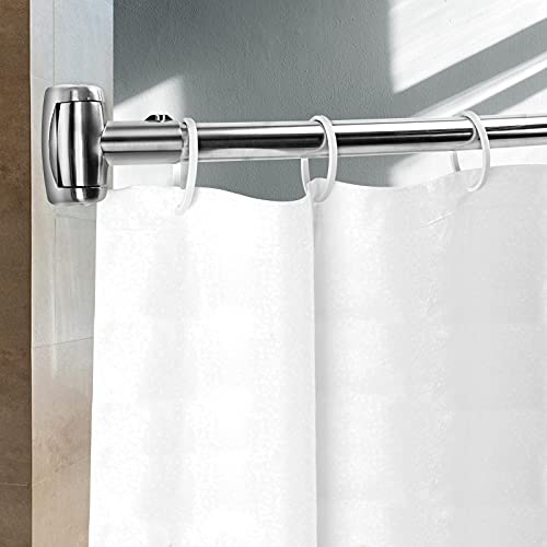 Chrsouly Adjustable Curved Shower Rod, 42-72 inches Extra Wide Shower Curtain Rod, Rust proof, Premium Stainless Steel, Curved Shower Curtain Rod for Bathroom, Need to Drill, Silver by Chrsouly - Used condition - Image 3