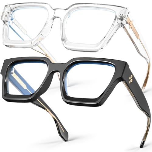 VISOONE Blue Light Blocking Glasses Rectangle Chic Preppy Look MultiColor Frame for Women Men RIVER