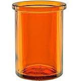 Bluecorn Beeswax 50% Recycled Glass Candle Holder (2 ¼” Interior Diameter x 3 ¾” Tall) – For use with Tea Light and Votive Candles (Orange)