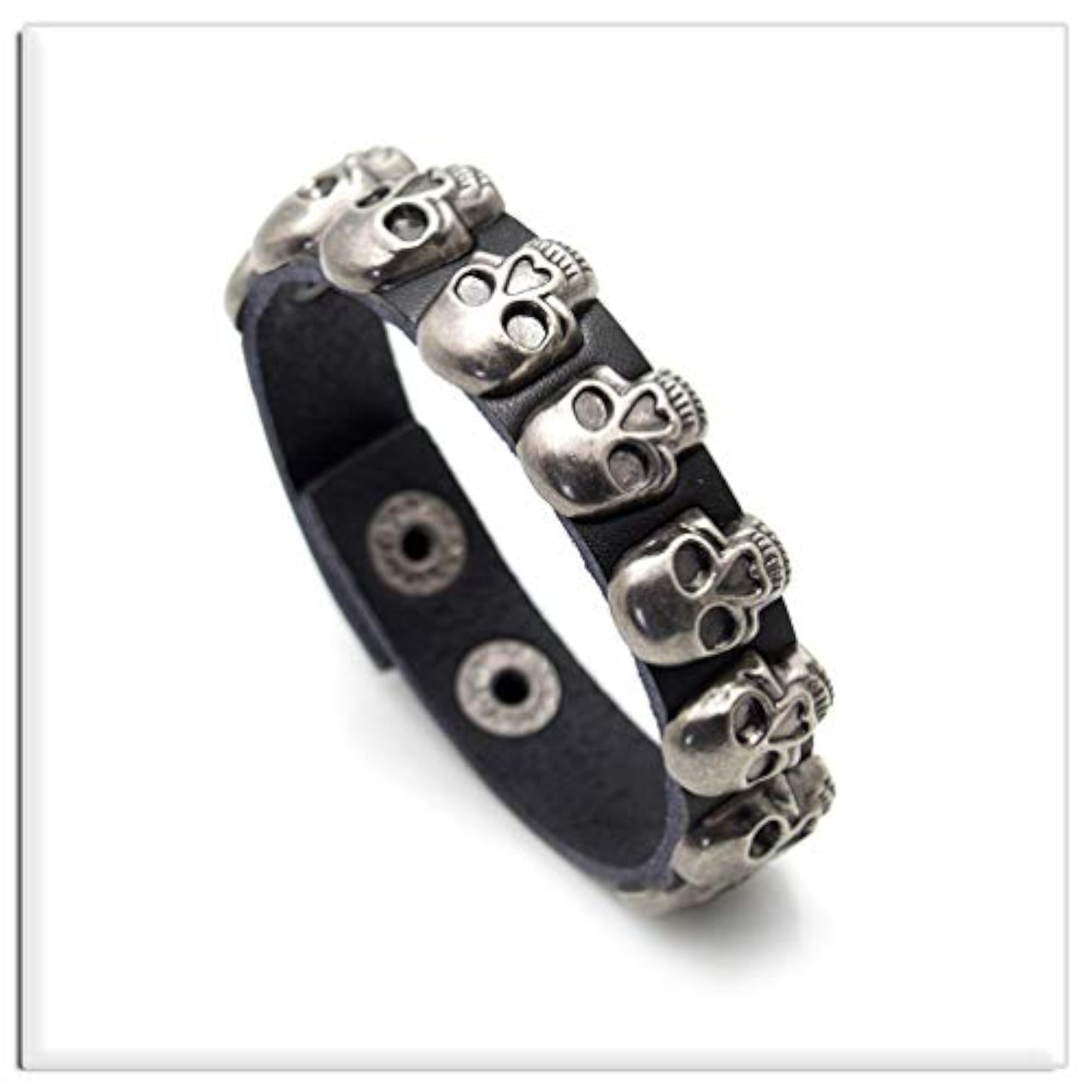 Punk Rock Alloy Buckle Leather Skull Cuff Bracelet