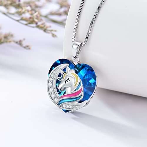 Aoboco Heart Unicorn Necklace Jewelry Sterling Silver Unicorn Moon Pendant Unicorn Birthday Gifts For Teen Girls Women #TOP1