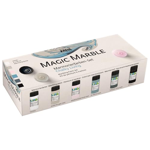 KREUL 73613 - Peinture marbrée Magic Marble, Chalky Living Set, 6 x 20 ml peinture pour marbrer par trempage le bois, le verre, le plastique, le papier et le polystyrène