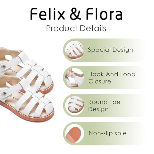 Image of Felix & Flora Toddler Girls Sandals Flower Girl Shoes Soft Rubber Princess Flat Shoes