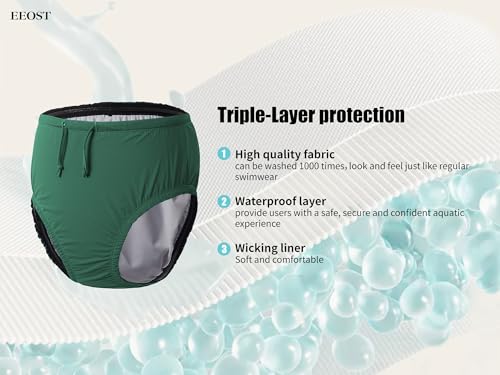 Image of Youth /Big Kids Special Needs Swim Diapers Reusable Swimwear for Incontinence Cloth Diaper Covers Waterproof,Leakproof(Green,3-4T)