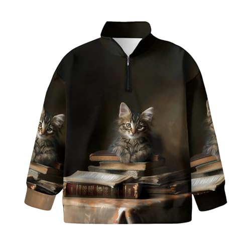 Image of AmzPrint Girls Graphic Quarter Zip Coat Long Sleeve Lightweight Oversized Athletic Running Hoodies For Kids Teen Girls
