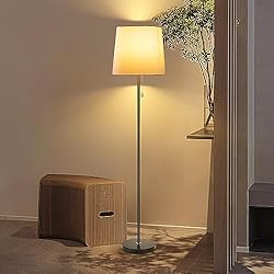 Lamparas Pie Para Salon Ikea Aigostar Lámpara de pie, casquillo gordo E27, pantalla de tela blanca, pie metálico. Lámpara de pie estilo vintage con interruptor de tirador. Perfecta para salón, dormitorio, estudio etc