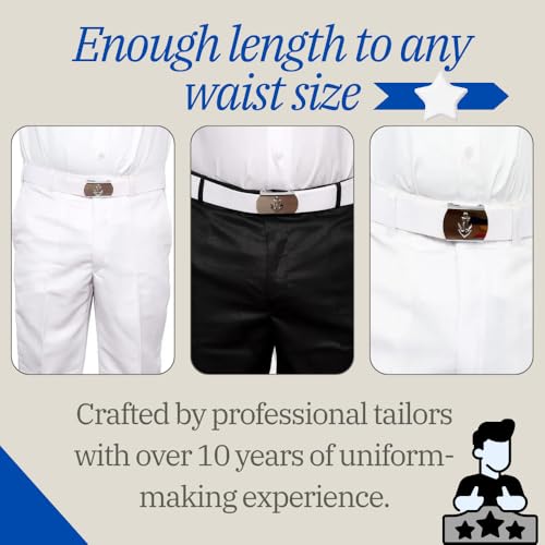 Image of Marine Style Navy Belt | White Nylon Uniform Belt with Adjustable Buckle | Unisex Formal Belt for Cadets, Officers & Crew Parade & Ceremony Accessories