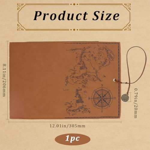 Image of GORGECRAFT PU Leather Pencil Bag Strap Vintage Treasure Map Compass Cover Rollup Storage Organizer Retro Portable Stationery Pouch Pen Bag Wrap Roll Case Holder for Artist Drawing Makeup Light Camel