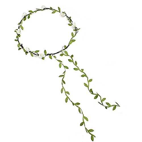 KOLIGHT Fashion for Bohemian Style Wedding Bride Bridal Headdress Floral Flower Garland Headwear Headbands (White)