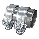 2.5 Inch Automotive Exhaust Clamp, Stainless Steel Butt Joint Bolts Band Flanges Clamp Assembly, Universal Tube Connector Sleeve Coupler for Muffler