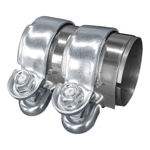 Droning, Buzzing, or Vibration From Front of the Vehicle - 2017-2018 Audi Q7 2 2.5 Inch Automotive Exhaust Clamp, Stainless Steel Butt Joint Bolts Band Flanges Clamp Assembly, Universal Tube Connector Sleeve Coupler for Muffler