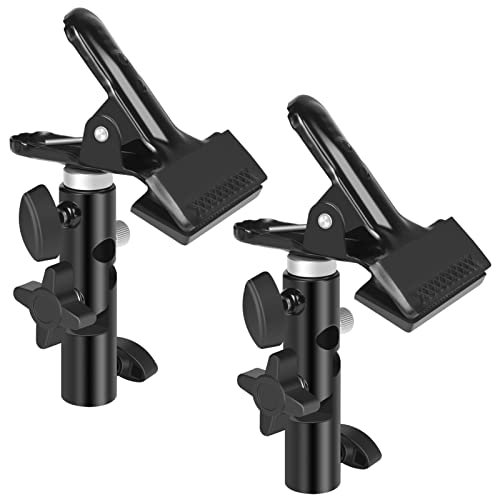 Gloshooting Photography Heavy Duty Metal Clamp Clip Holder For Light Stand Clip Mount With Umbrella Hole For Lighting Reflector Diffuser - 2Packs #TOP7