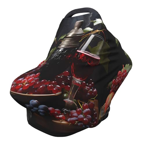 XZDHYZ Grapes and Wine Versatile full-print Stroller Chair Cover/Nursing Cover, specially designed for your baby, Black