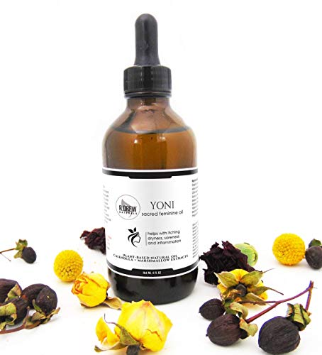 Yoni Sacred Feminine Oil - Yoni Oil - Vaginal Care - Feminine Care - Personal Hygiene - 4 oz, Glass Bottle