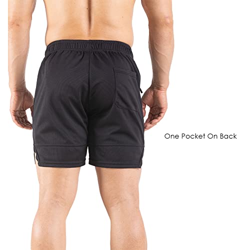 Vpos Men's 5" Gym Workout Shorts With Zipper Pockets,Dry Fit Mens Mesh Athletic Shorts For Running Bodybuilding And Training Black,Xx-Large #TOP4