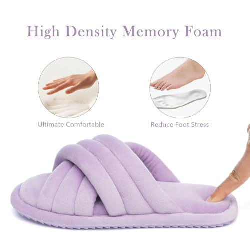 Image of GOEWY Cross Band Slippers for Women with Cozy Memory Foam Machine Washable | Open Toe Summer Cute Slipper,Soft Black House Shoes Slides,Indoor Outdoor Non-Slip Slip On,Gifts for Women Ladies Her Mom