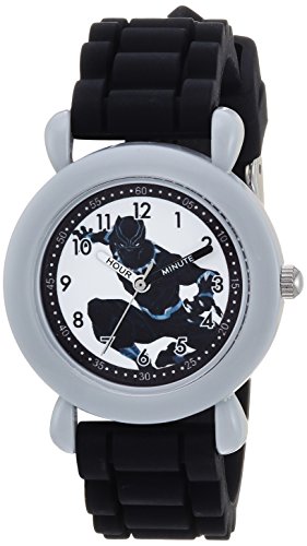 Reloj Marvel infantil negro de cuarzo analógico para el colegio y juegos diarios WMA000235